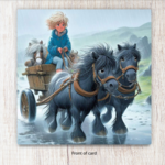 Black Shetlands across rainy moor Card