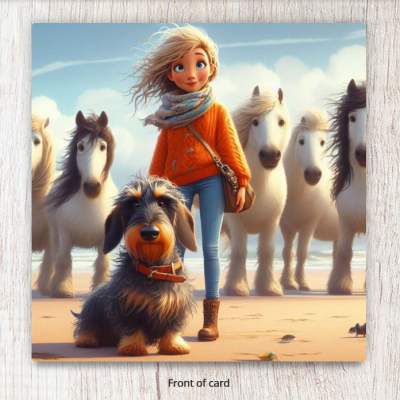 Liberty Ponies Em & Inca on Beach Card