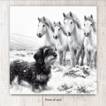Connemara Ponies and Inca in the Snow Card