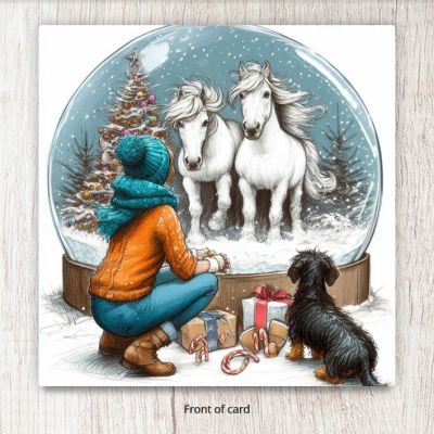 Ponies in a Snowglobe Card