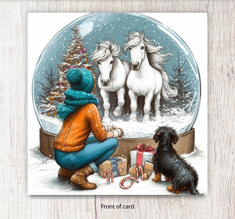 Ponies in a Snowglobe Card