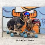 Skateboarding Daschunds Card